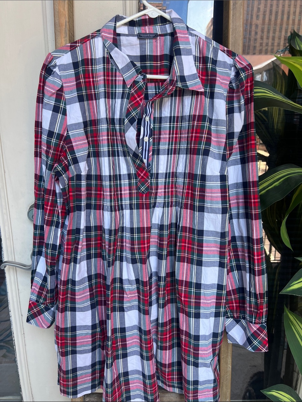 Vineyard Vines Red, Black & White Plaid Long-Sleeve Tunic